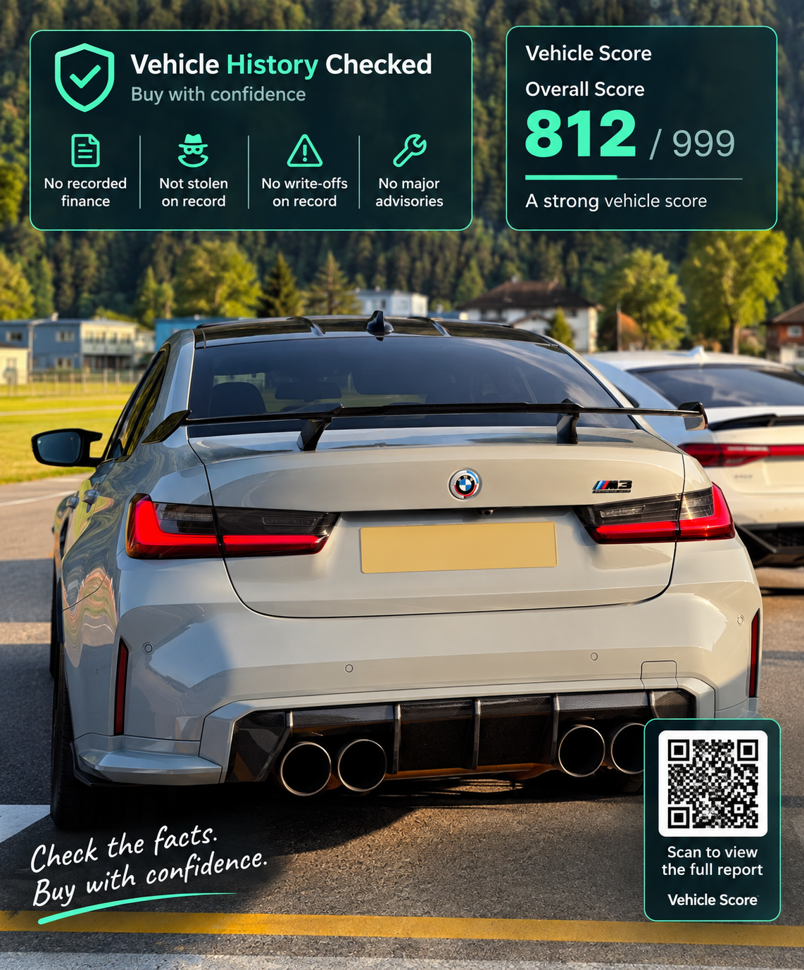 Example listing image with a Vehicle Score on a car photo